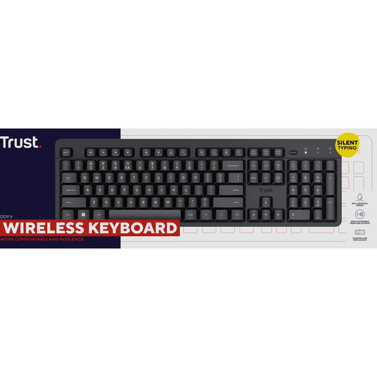 Trust ody ii silent wireless keyboard, toetsenbord (zwart, eu lay-out (qwerty), membraan)