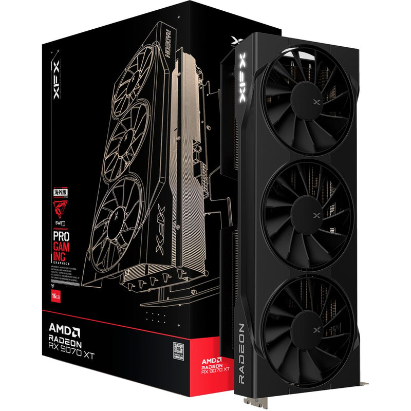 Load image into Gallery viewer, Xfx radeon rx 9070 xt swift grafische kaart (zwart, rdna4, gddr6, 3x displayport, 1x hdmi 2.1)
