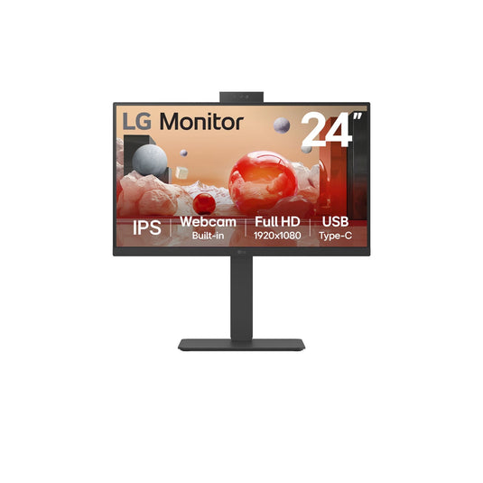 Lg 24ba850 23.8 monitor (zwart, hdmi, displayport, audio, lan, usb-c, webcam)