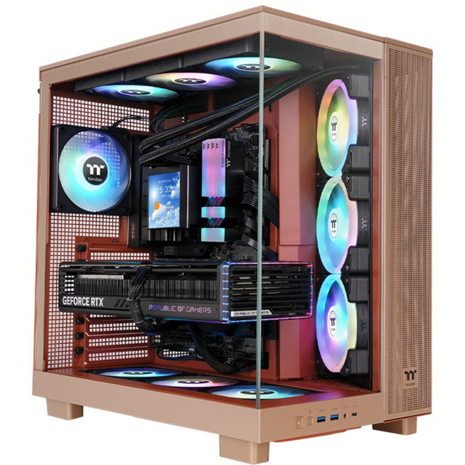 Load image into Gallery viewer, Thermaltake view 380 xl tg argb gravel sand midi tower behuizing (lichtbruin | 2x usb-a | 1x usb-c | rgb | window)
