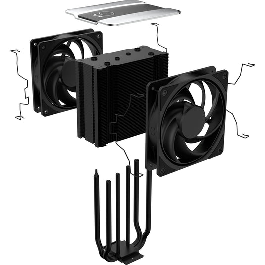 Cooler master v4 alpha 3dhp black cpu-koeler (zwart zilver)
