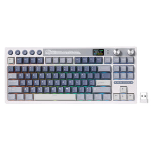 Royal kludge m87 tkl draadloos gaming toetsenbord (us lay-out (qwerty), 80% (tkl), ocean blue, cream switch, rgb, hot swap, 2.4 ghz | usb-c | bluetooth)