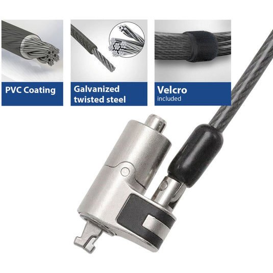 Act connectivity nano laptopslot met sleutels diefstalbeveiliging (grijs, 2 meter)