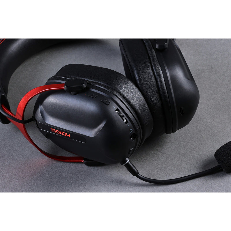 Cargue la imagen en el visor de la galería, Mchose s9 pro wireless over-ear gaming headset (zwart rood, pc laptop playstation switch smartphone, 2.4g bluetooth wired type-c )
