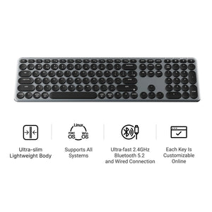 Keychron b5 pro-k8 toetsenbord (wit, us lay-out (qwerty), scissor switches, 100%, abs keycaps, 2.4 ghz bluetooth usb)
