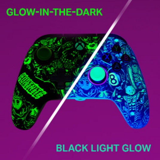 Powera advantage controller met kabel voor de xbox series x|s - fortnite: glow (neongroen, xbox series x|s, xbox one, pc)