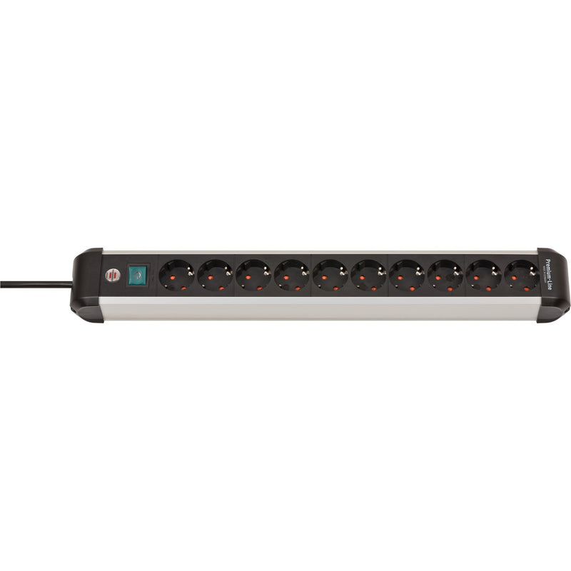 Load image into Gallery viewer, Brennenstuhl premium-alu-line stekkerdoos 10-voudig schakel stekkerdoos (zwart zilver)
