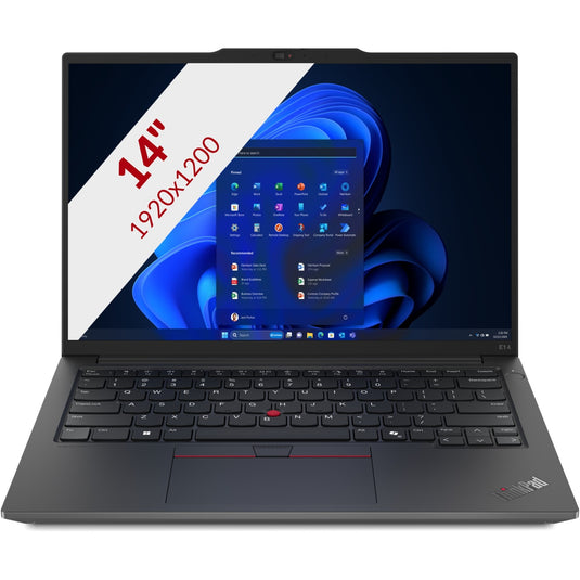 Lenovo thinkpad e14 gen 6 (21m7002ymh) 14 laptop (zwart | core ultra 7 155h | intel arc graphics | 16 gb | 512 gb ssd)