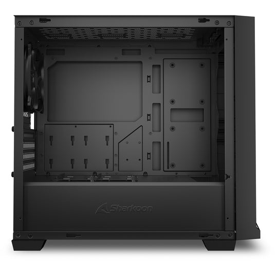 Sharkoon j1000 argb midi tower behuizing (zwart | 3x usb-a | rgb | tempered glass)