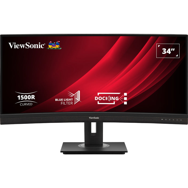 Load image into Gallery viewer, Viewsonic uwqhd curved docking monitor vg3456c 34 ultrawide (zwart (mat), 2x hdmi, 1x displayport, usb-a, usb-b, usb-c, lan, audio)
