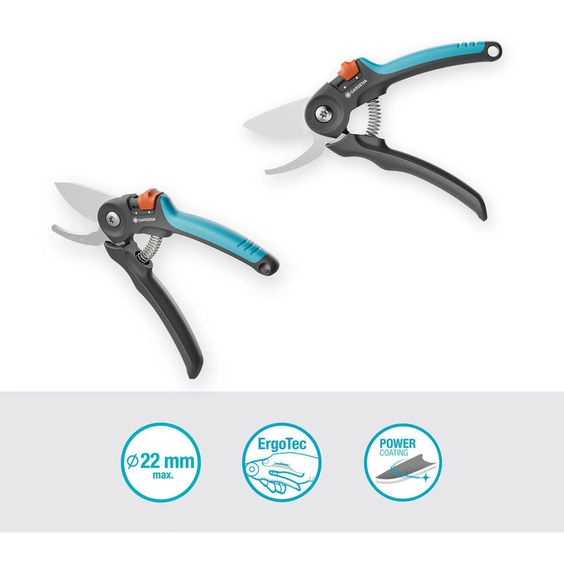Load image into Gallery viewer, Gardena snoeischaar premiumcut voor vers hout met bypass-snede (grijs turquoise, 22 mm snoeidiameter)
