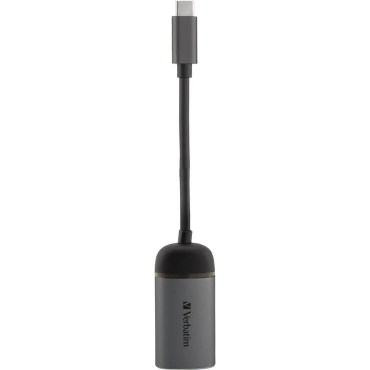 Verbatim usb 3.2 gen 1 adapter, usb-c > rj-45 (zilver zwart, 10cm, gigabit lan 10 100 1000 mbit s)