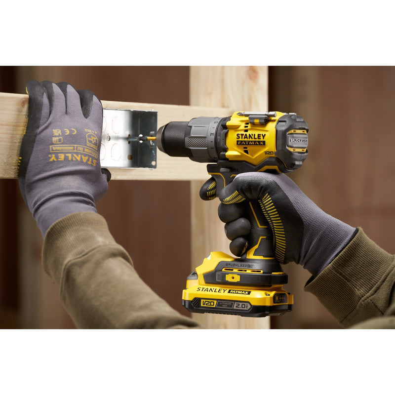 Load image into Gallery viewer, Stanley fatmax v20 18v borstelloze schroefklopboormachine (geel zwart, accu en oplader niet inbegrepen)
