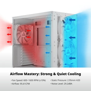 Montech hp140 argb pwm case fan (wit, 140 x 140 x 25 mm)