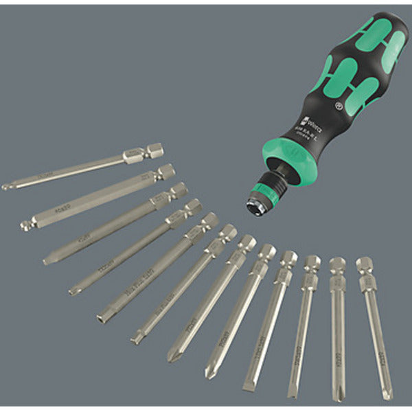 Load image into Gallery viewer, Wera 838 ra-r l bithandhouder met ratelfunctie, 1 4 schroevendraaier (zwart groen)
