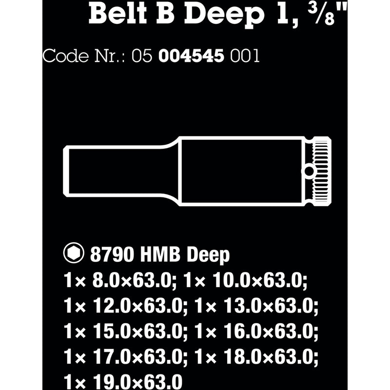 Load image into Gallery viewer, Wera belt b deep 1 doppen set, met 3 8 -aandrijving, 9‑delig dopsleutel (zwart)
