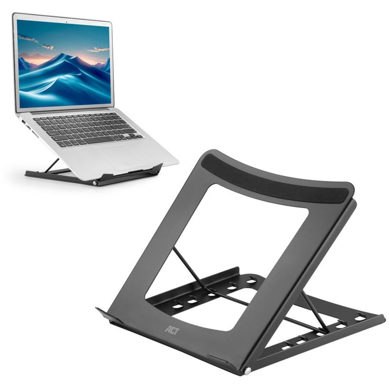 Load image into Gallery viewer, Act connectivity laptopstandaard, inklapbaar, hoogte verstelbaar in 5 standen (zwart)
