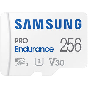 Samsung pro endurance 256 gb microsdxc geheugenkaart (wit, uhs-i u3, class 10, v30, incl. sd-adapter)