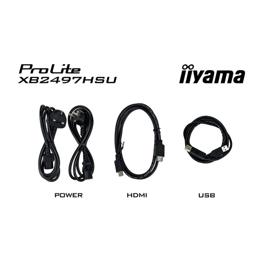 Iiyama prolite xb2497hsu-b1 23.8 monitor (zwart, 120 hz, hdmi, displayport, usb-c, audio)