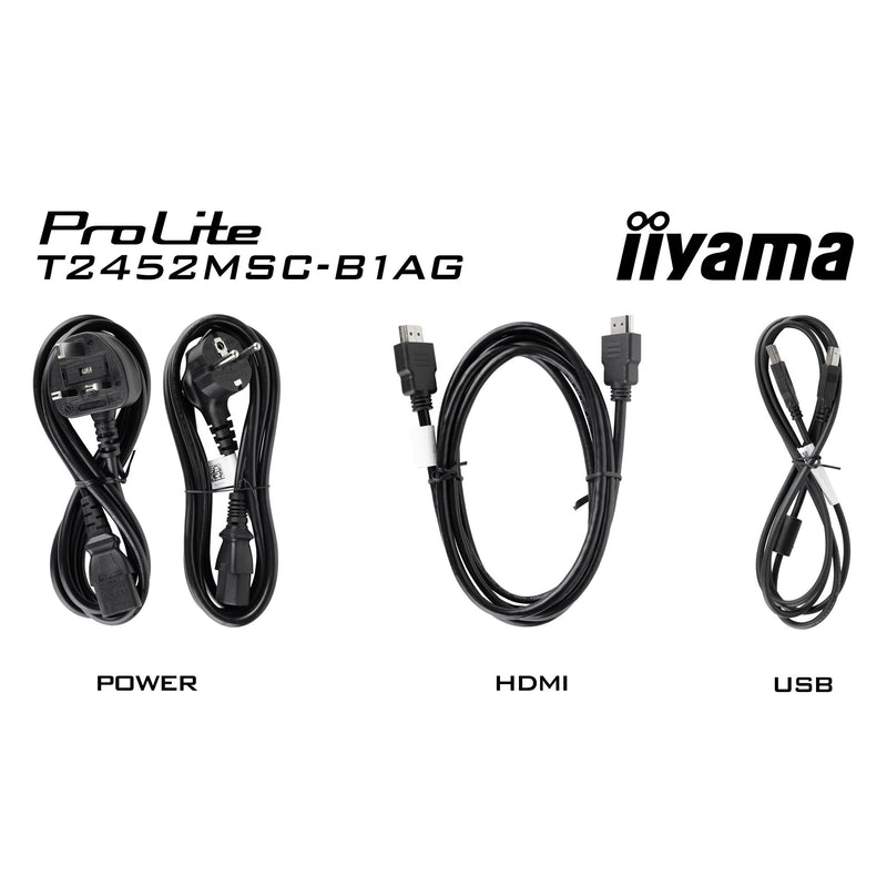 Load image into Gallery viewer, Iiyama prolite t2452msc-b1ag 23.8 touchscreen monitor (zwart, hdmi, displayport, 2x usb-a)
