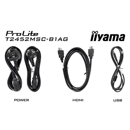 Iiyama prolite t2452msc-b1ag 23.8 touchscreen monitor (zwart, hdmi, displayport, 2x usb-a)