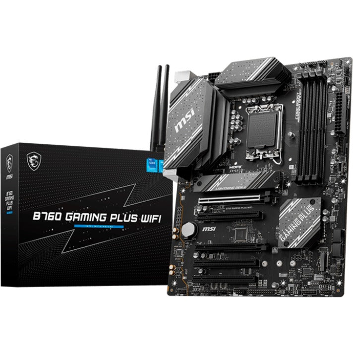 Load image into Gallery viewer, Msi b760 gaming plus wifi socket 1700 moederbord (grijs zwart, raid, 2.5gb-lan, wi-fi 6e, bt, sound, atx)
