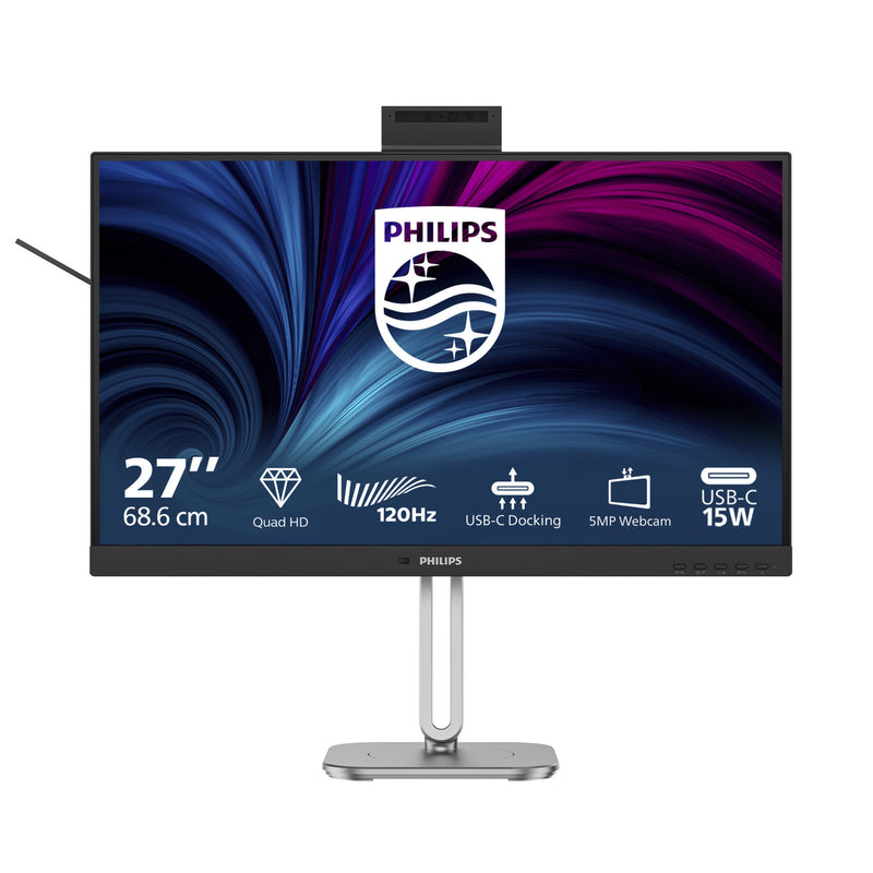 Afbeelding laden in galerijviewer, Philips 27b2u4601h 00 27 ledmonitor (zilver zwart, hdmi, displayport, usb-c, webcam, 120 hz)
