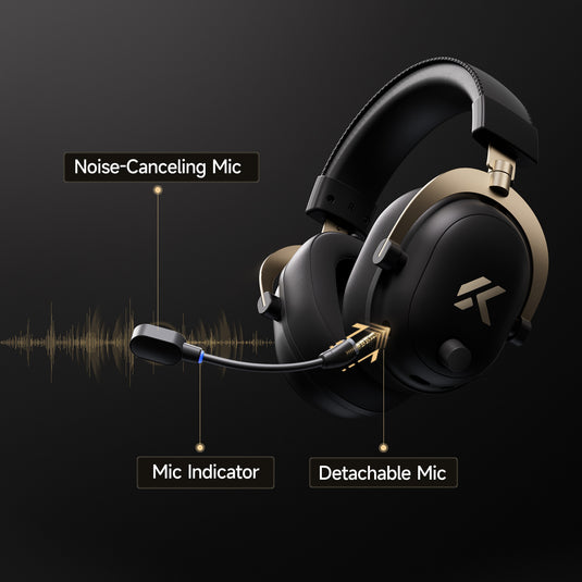 Mchose v9 turbo+ magnetic wireless over-ear gaming headset (hoogglans wit goud, nintendo switch, playstation 4, playstation 5, mobiel, pc, 2.4g bluetooth usb)