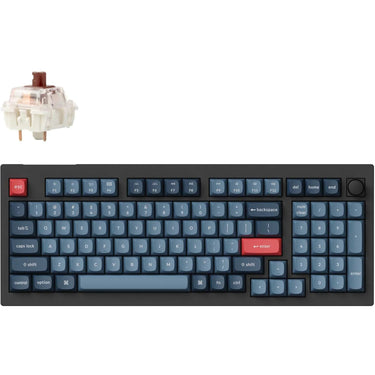 Keychron v5 max-d3 rgb mechanisch toetsenbord (zwart, us lay-out (qwerty), gateron jupiter brown, 96%, rgb leds, double-shot pbt, hot swap, 2.4 | bluetooth | usb-c, knob)