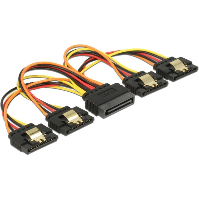 Load image into Gallery viewer, Delock sata 15 pin power > sata 15 pin power 4x kabel (zwart rood, 0,15 meter)
