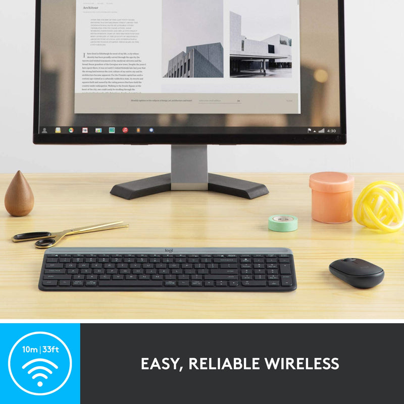 Load image into Gallery viewer, Logitech mk470 slim draadloze desktopset (zwart, us-international lay-out (qwerty), scissor switches, 100%, 1000 dpi)
