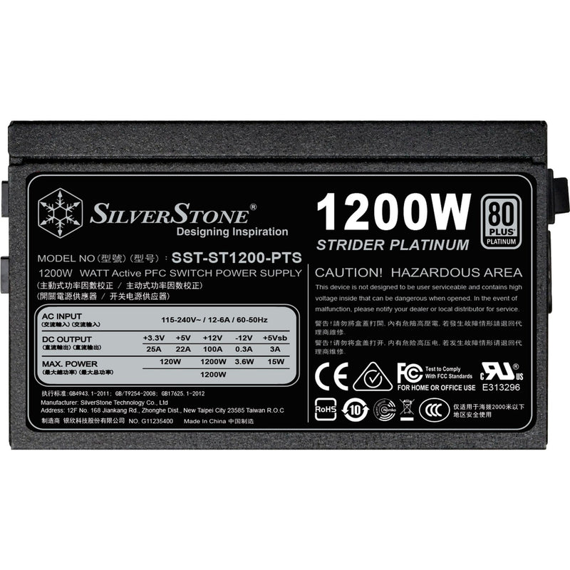 Load image into Gallery viewer, Silverstone sst-st1200-pts modulaire 1200 watt voeding (zwart, 8x pcie)
