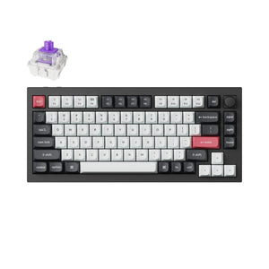 Keychron q1 he-m1 rgb mechanisch toetsenbord (zwart, us lay-out (qwerty), gateron double-rail magnetic nebula, 75%, hot-swappable, rgb leds, osa double-shot pbt keycaps, usb-c | 2.4 ghz | bluetooth, knob)