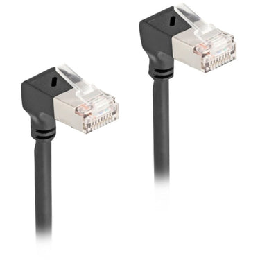 Delock rj45 network cable cat.6a s ftp slim 90° downwards downwards angled 5 m kabel (zwart)