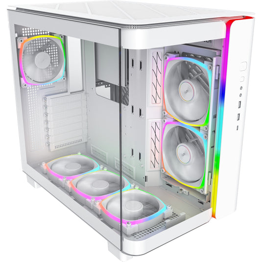 Montech king 95 pro midi tower behuizing (wit | 2x usb-a | 1x usb-c | rgb | tempered glass)