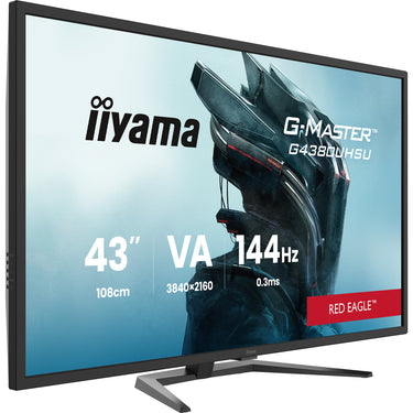 Iiyama g-master red eagle g4380uhsu-b2 42.5 4k uhd gaming monitor (zwart, 2x hdmi, 2x displayport, 4x usb-a, usb-b, 144 hz)