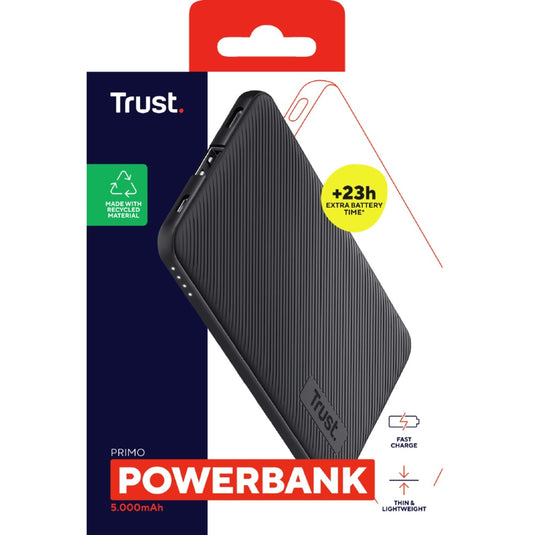 Trust primo 5.000 mah eco powerbank (zwart)