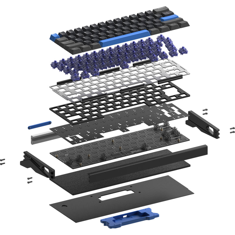 Load image into Gallery viewer, Iqunix ez60 magnetic switch gaming he keyboard, gaming toetsenbord (zwart blauw, us lay-out, us-international, gateron magnetic jade pro, 60%, rgb, double shot pbt keycaps)
