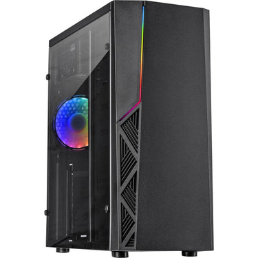 Inter-tech b-02 rgb midi tower behuizing (zwart | 3x usb-a | rgb | window)