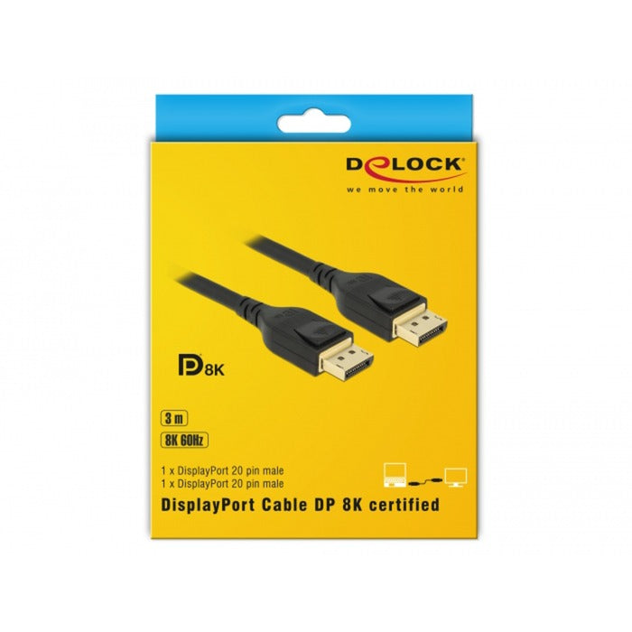 Load image into Gallery viewer, Delock displayport kabel (zwart, 3 meter, 8k)
