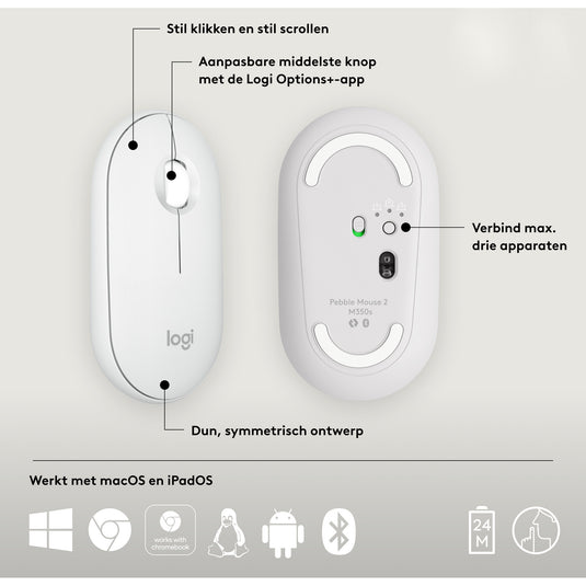 Logitech pebble mouse 2 m350s (wit)