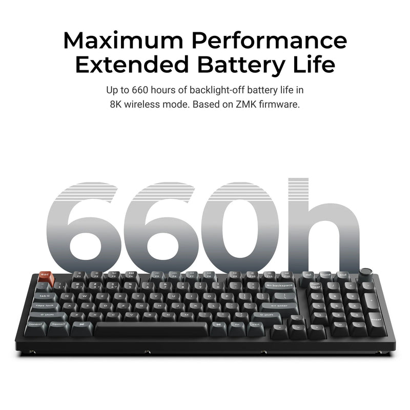 Load image into Gallery viewer, Keychron v5 ultra 8k wireless custom mechanical keyboard (zwart, us lay-out (qwerty), silk pom banana, 96%, rgb, hot swap, 2.4 ghz | bluetooth 5.3 | usb-c)
