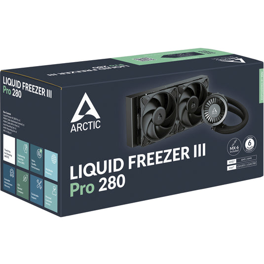 Arctic liquid freezer iii pro 280 waterkoeling (zwart, 4-pins pwm fan-connector)