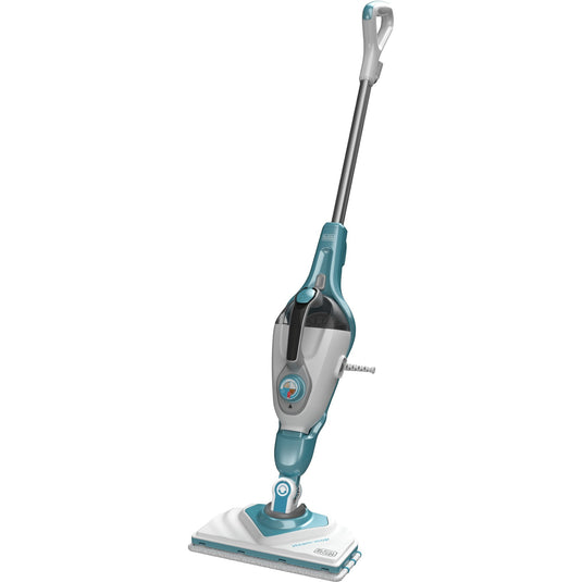 Black+decker bhsm1610dsm 1600w steam-mop met steamitt, deltavoet en 15 accessoires stoomreiniger (wit blauwgrijs)