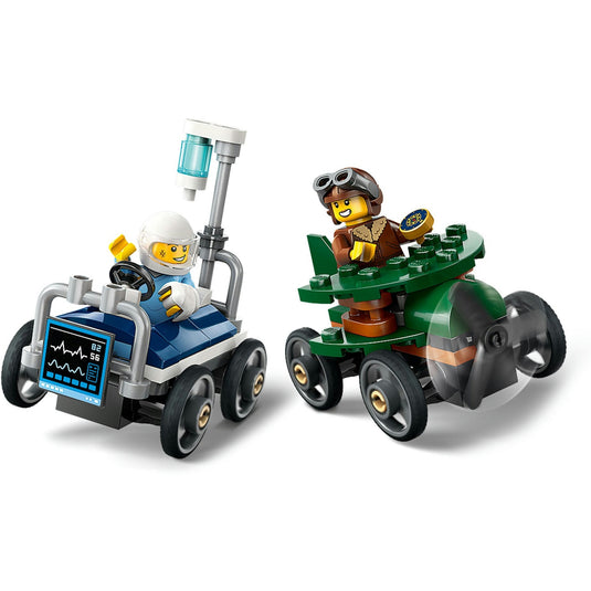 Lego city - raceautopakket: vliegtuig vs. ziekenhuisbed constructiespeelgoed (60459 | zeepkistenraceset)