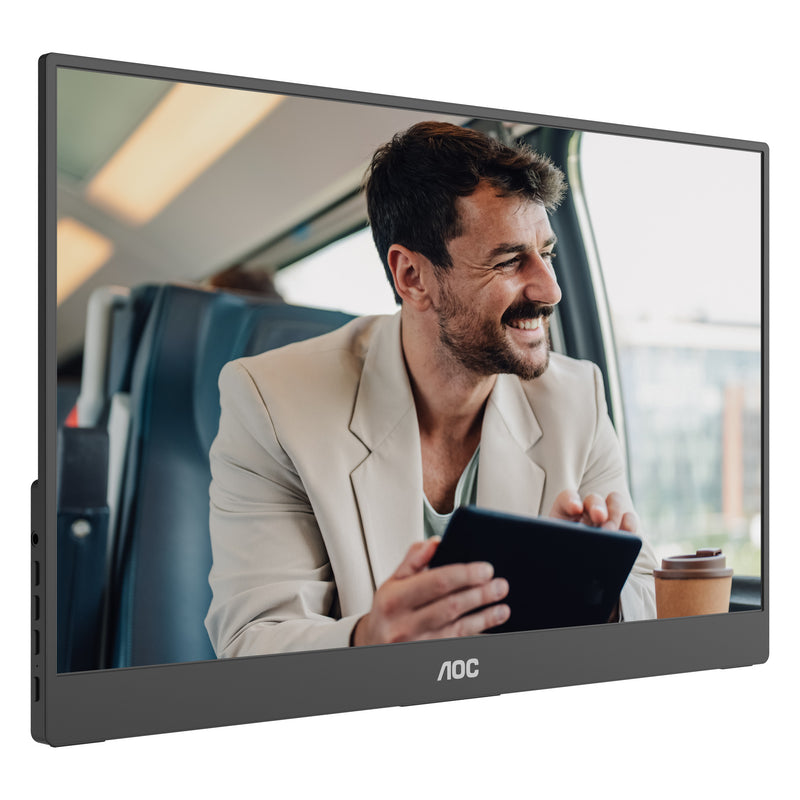 Load image into Gallery viewer, Aoc 16t20e2 15.6 monitor (zwart, 1x mini hdmi, 1x usb-c, audio)
