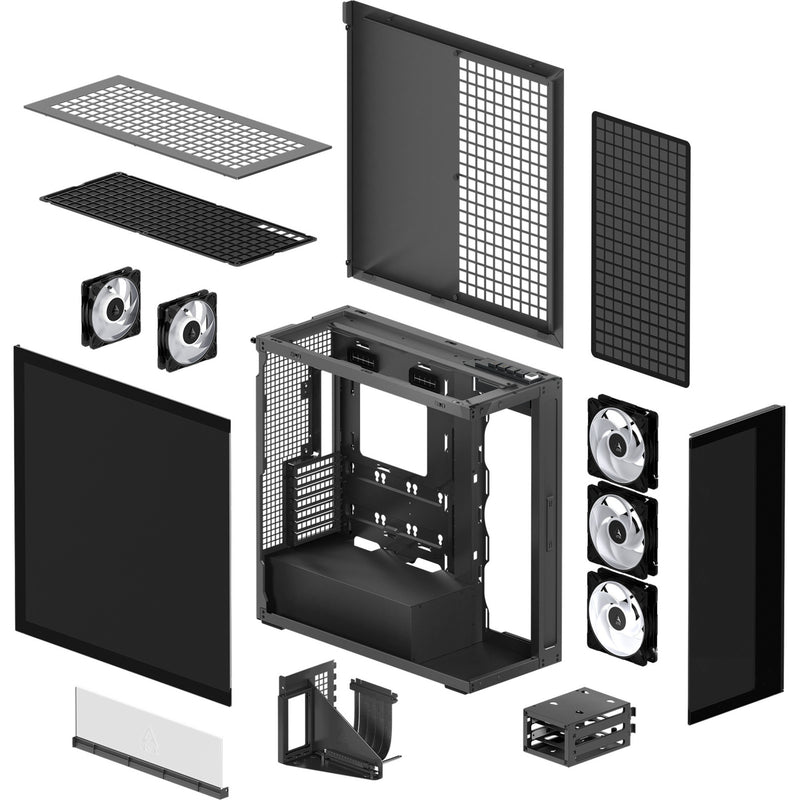 Load image into Gallery viewer, Arctic xtender vg midi tower behuizing (zwart | 2x usb-a | 1x usb-c | rgb | tempered glass)
