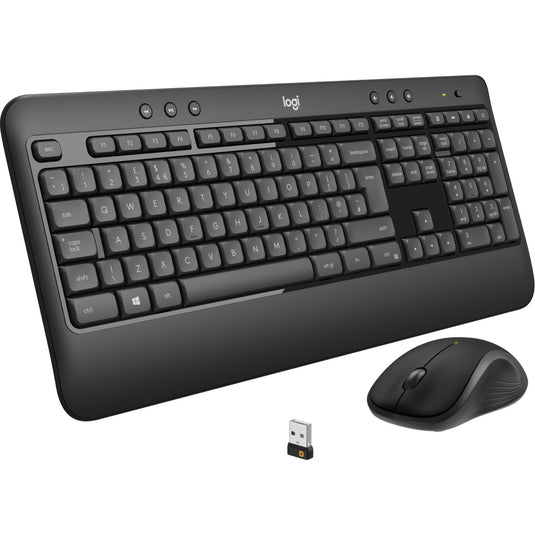 Logitech mk540 advanced draadloze desktopset (donkergrijs, eu lay-out (qwerty), 1000 dpi)