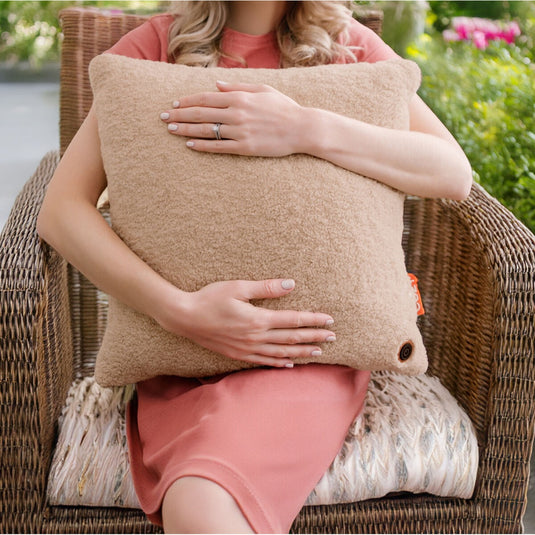 Cozy una woolly 45 x 45 cm draadloos warmtekussen (lichtbruin, powerbank 5000 mah)