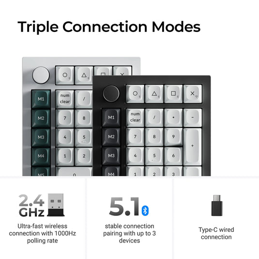 Keychron q0 he qmk wireless custom number pad rgb mechanisch numpad (zwart, us lay-out (qwerty), gateron double-rail magnetic nebula, hot-swap, rgb, double-shot pbt keycaps)